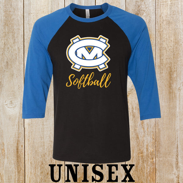 CM softball logo Unisex raglan baseball tee