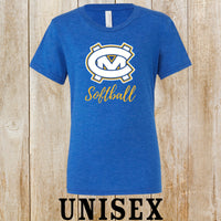 CM softball logo tri-blend unisex tee