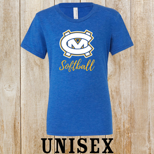 CM softball logo tri-blend unisex tee