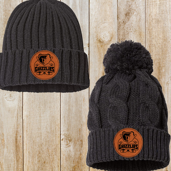 Grizzlies leather patch beanie