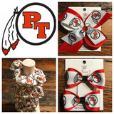 Peters Township logo pig tail hair bows - Clara Beaus Co