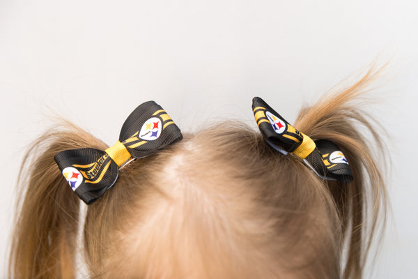 Pittsburgh Steelers Pigtail Hair Bow set