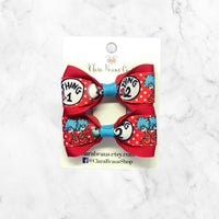 Thing 1 Thing 2 Dr. Seuss Pig Tail Bow Set