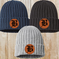 Beadling leather patch beanie