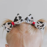 Cow Print Pig Tail Hair Bow Set - Clara Beaus Co