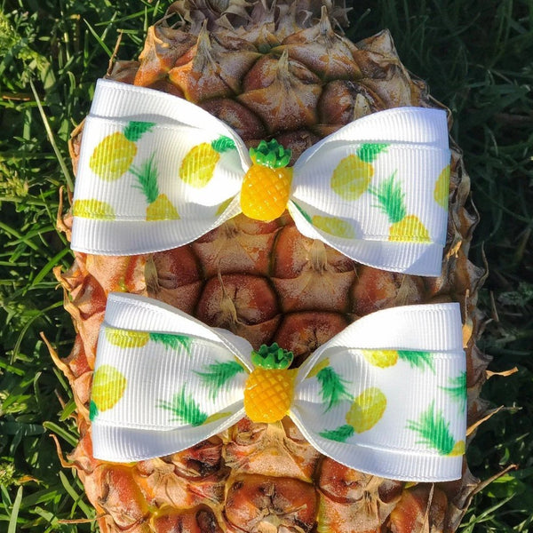 Pineapple Pig Tail Bow Set - Clara Beaus Co