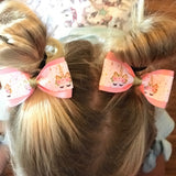 Unicorn Pink/Gold Pig Tail Bow Set - Clara Beaus Co