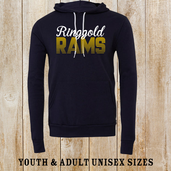 Ringgold Rams retro design Bella + Canvas fleece hoodie - Unisex and Youth