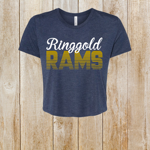 Ringgold Rams retro design women's crop tee
