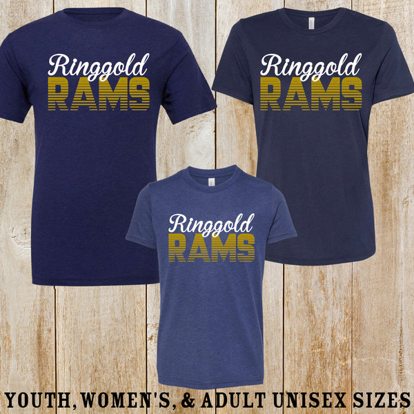 Ringgold Rams retro design tri-blend tee (Unisex, Women's or Youth)